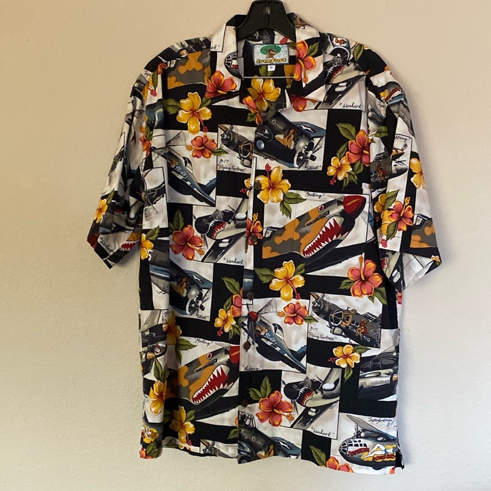 Vintage Hawaiian Fighter Planes Shirt men’s size large L